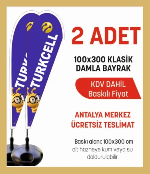 Damla Bayrak Kampanyası 100x300 cm. 2 Tk.
